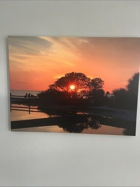 Sunset Tree Canvas Wall Art - Orange Honeymoon Island